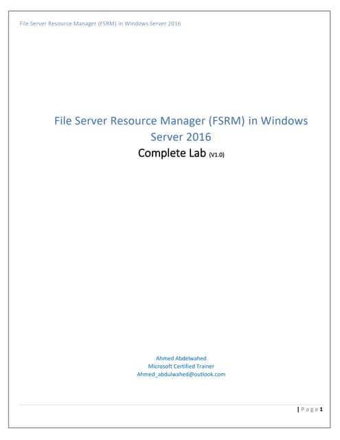 File server resource manager (fsrm) in windows server 2016