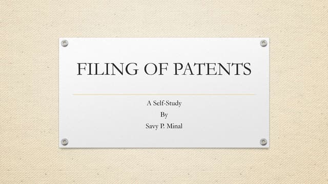 Filing of Patent in India