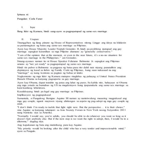 Same Sex Marriage Issue