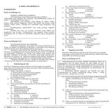 K to 12 Grade 3 LAPG FILIPINO Reviewer 
