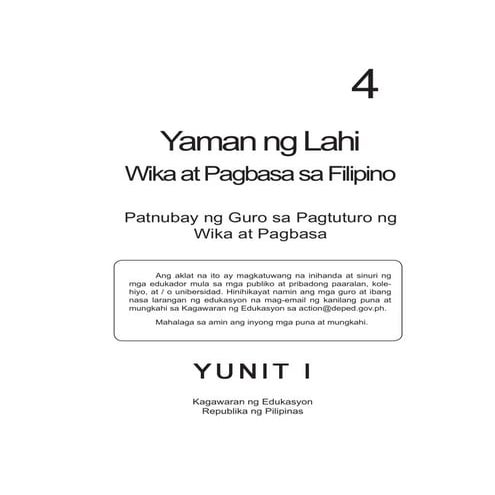 K TO 12 GRADE 4 TEACHER’S GUIDE IN FILIPINO (Q1-Q4)