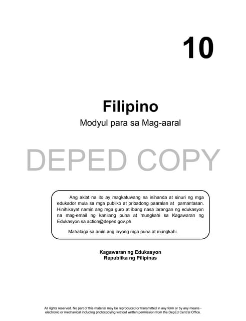 Filipino Grade 10 Learner's Module