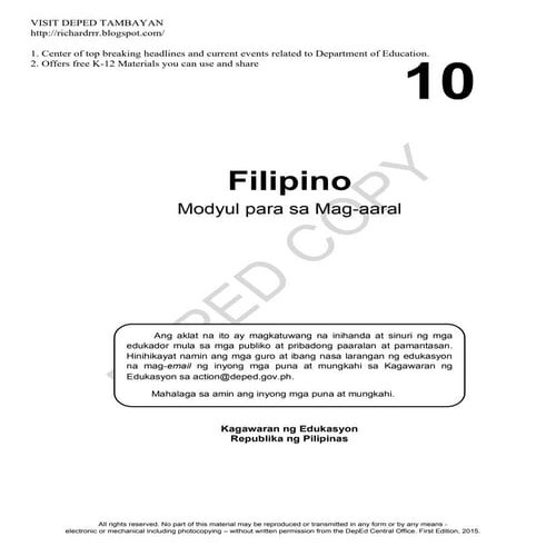 Filipino 10 Unit 2 LM