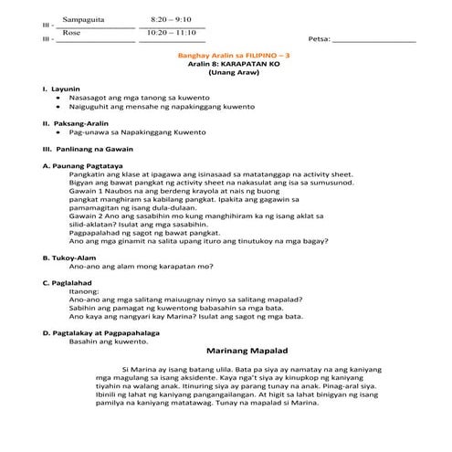 Filipino 3 lp   aralin 8-10