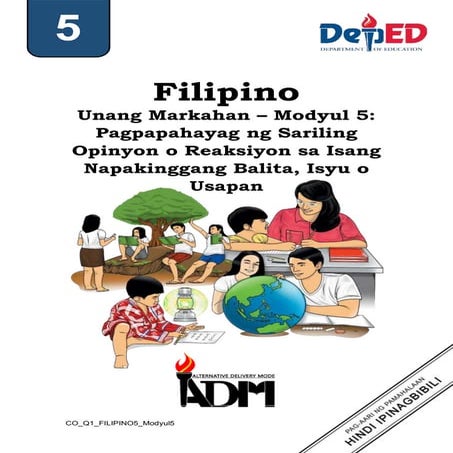 Worksheet sa aralin 2 Pagbibigay ng Opinyon | PDF
