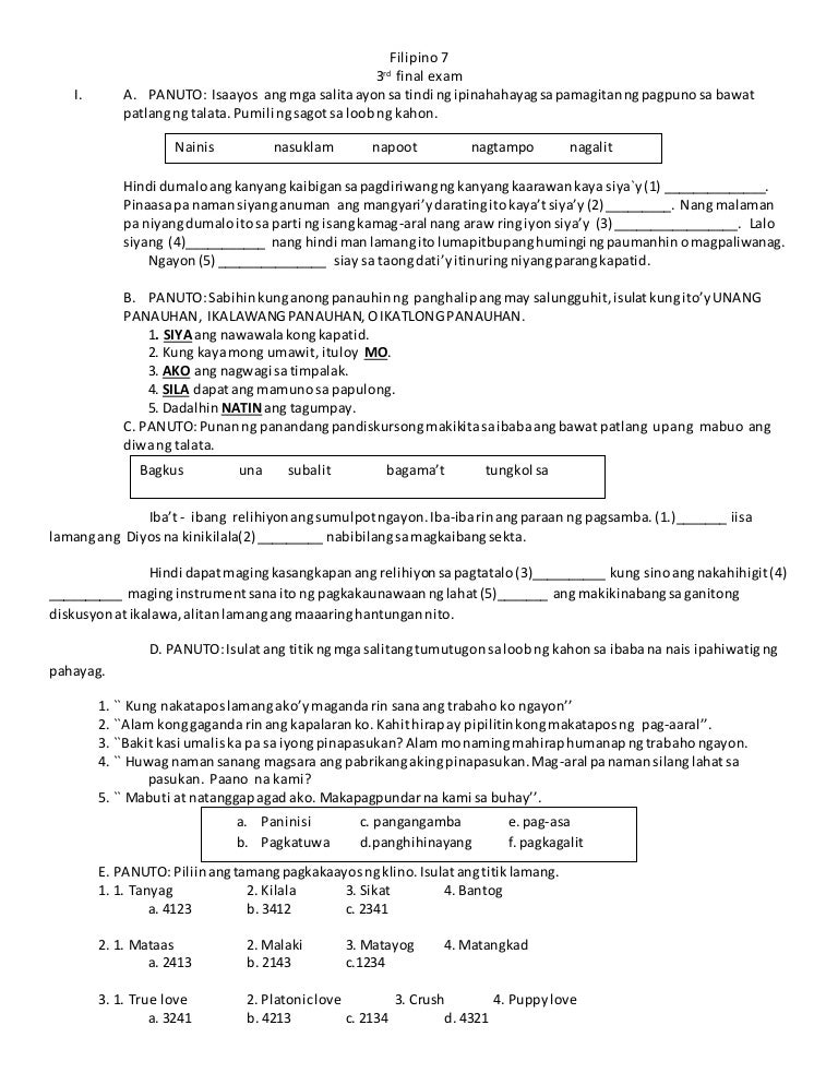 Filipino 7 ( 3rd final)