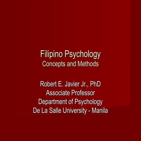 Filipino psychology   concepts and methods