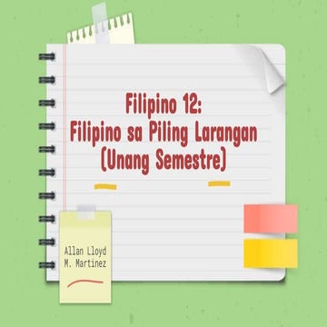 FILIPINO SA PILING LARANGAN: PAGSUSULAT
