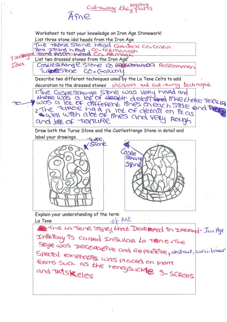 Filled out worksheet