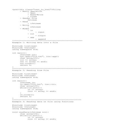 File handling complete programs in c++ | PDF