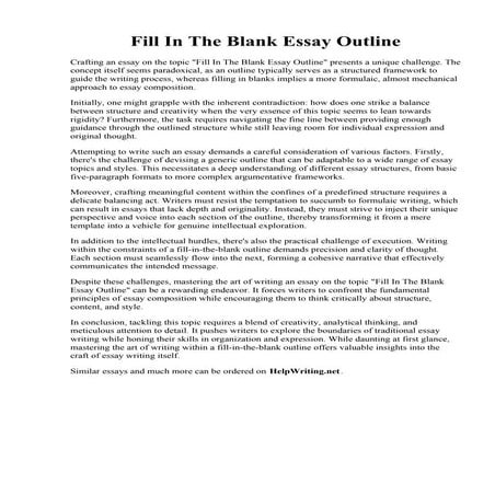 Fill In The Blank Essay Outline