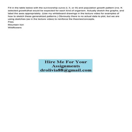 Fill in the table below with the survivorship curve I II .pdf