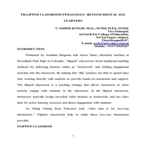 Fillipped classroom pedagoggy