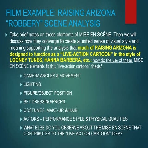 FILM 100 Raising Arizona scene analysis review power point LUTHER | PPTX