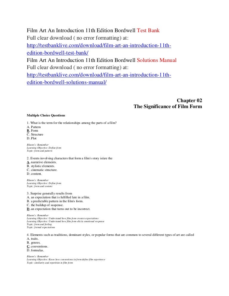 film art an introduction 11th edition bordwell test bank define form in art