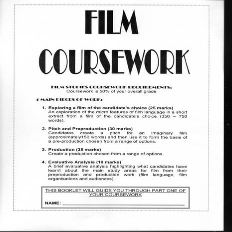Film coursework booklet pt1