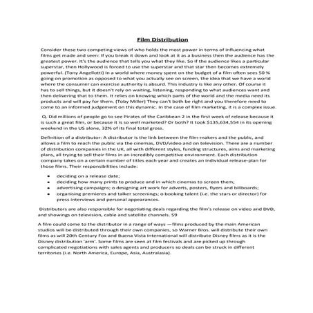 Film distribution hand out