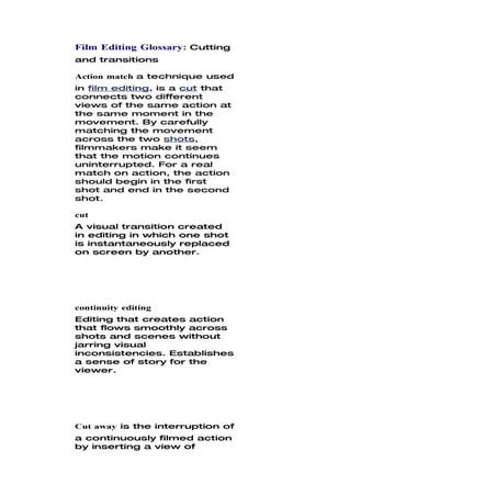 Film editing glossary