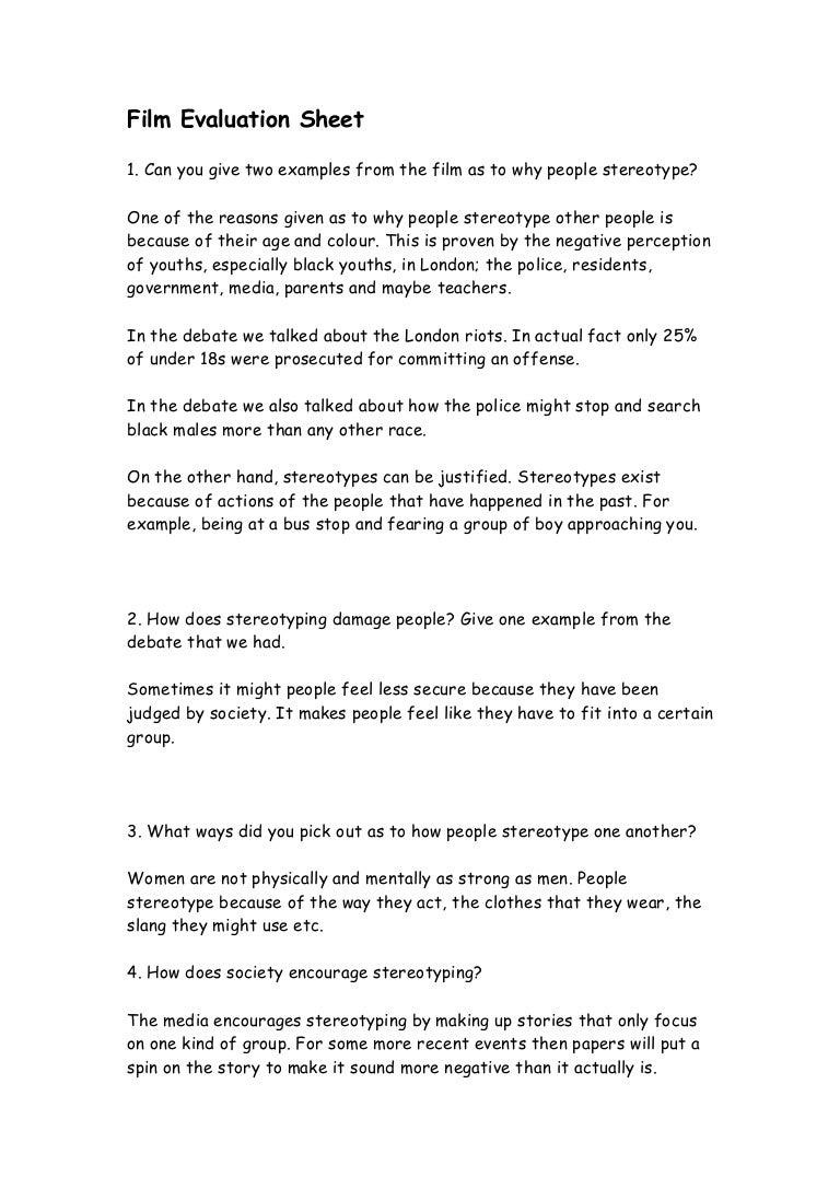 Video evaluation criteria picture