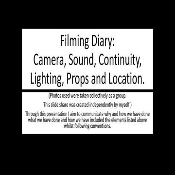 Filming diary
