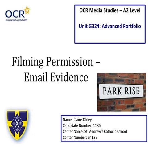 Zoe Hickson - 1033 - Filming permission – Email evidence | PPTX