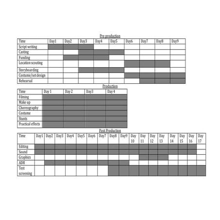 Filming schedule | DOCX