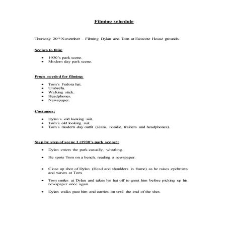 rtFilming schedule 20th november