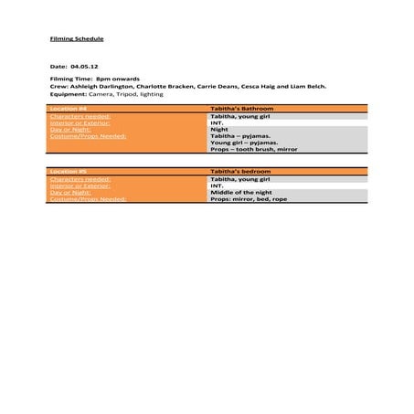 Filming schedule day 2 ig2_ | DOCX