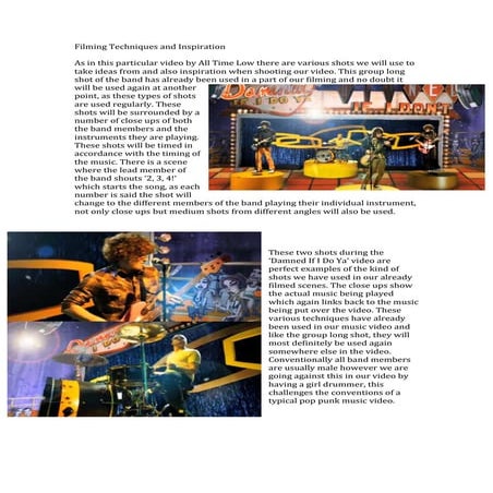 Filming techniques and inspiration