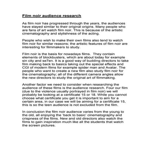 Film noir audience research