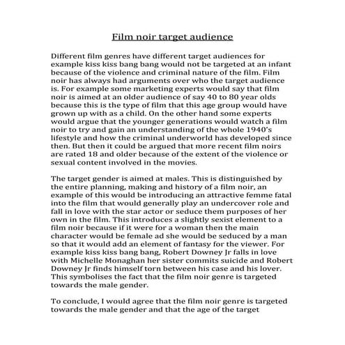 Film noir target audience