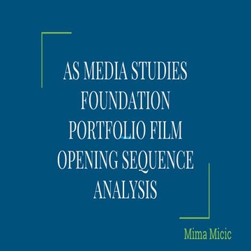 Existing Film Opening Sequence Analysis