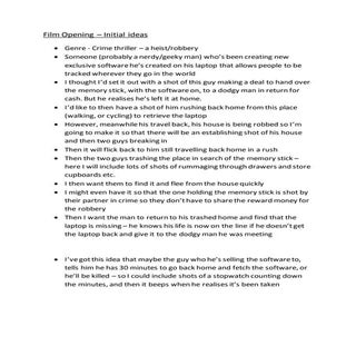 Film opening initial ideas