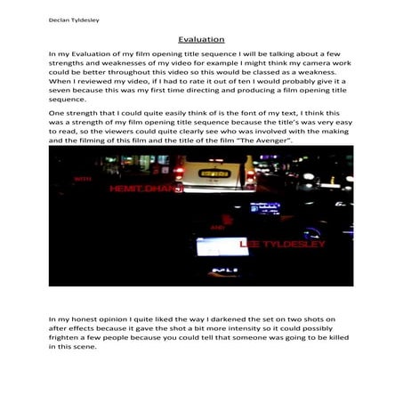 Film Opening title sequence evaluation