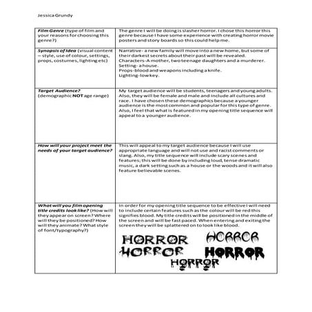 Film opening title sequence proposal form | DOCX