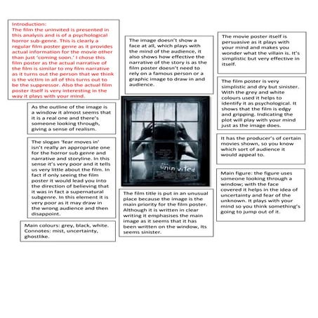 Film poster analysis the univited