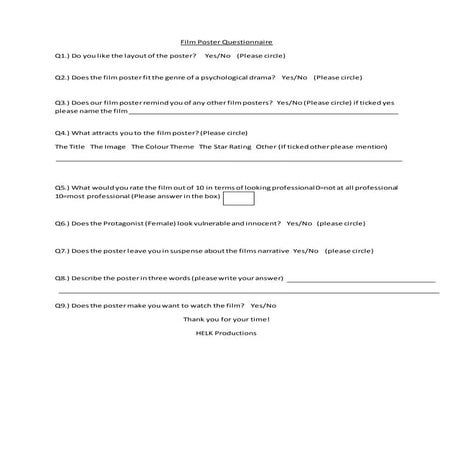 Film Poster Questionnaire