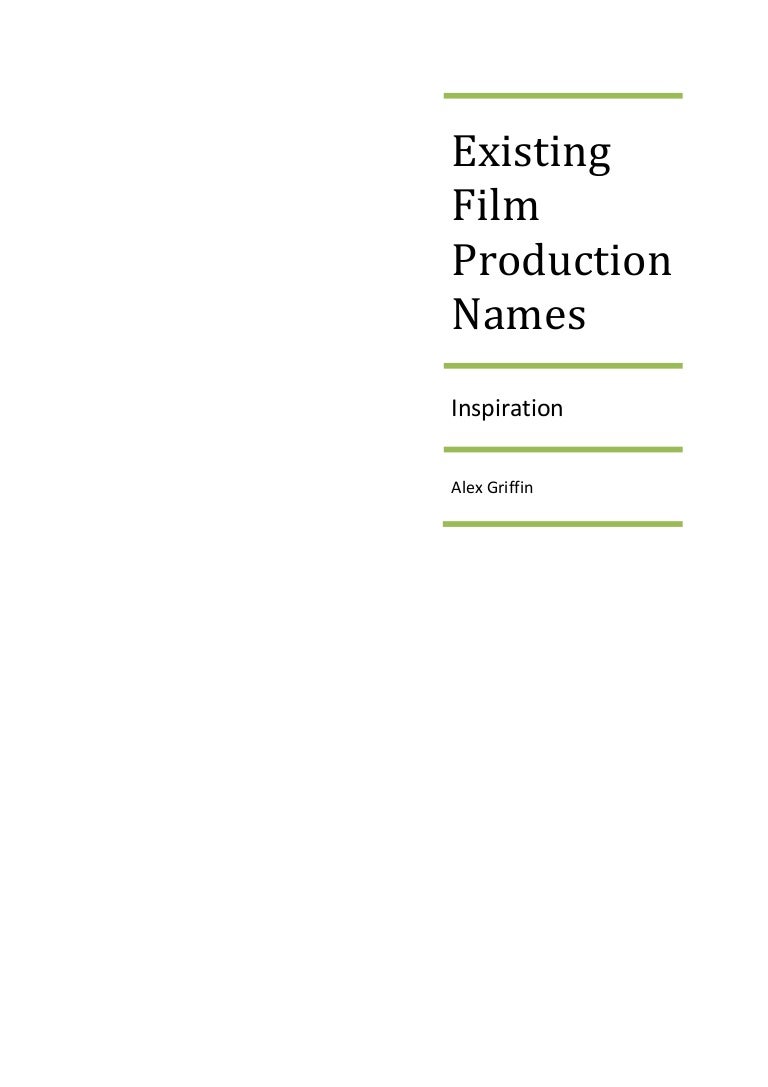 Existing Film Production names
