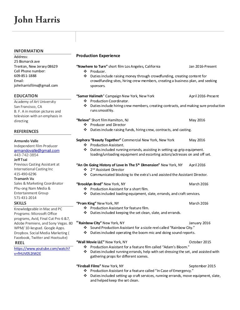 Resume Templates For Film Industry - Filmproductionresume9 160526222306 Thumbnail 4 