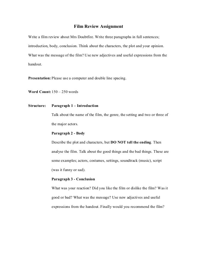 Writing a film review assignment