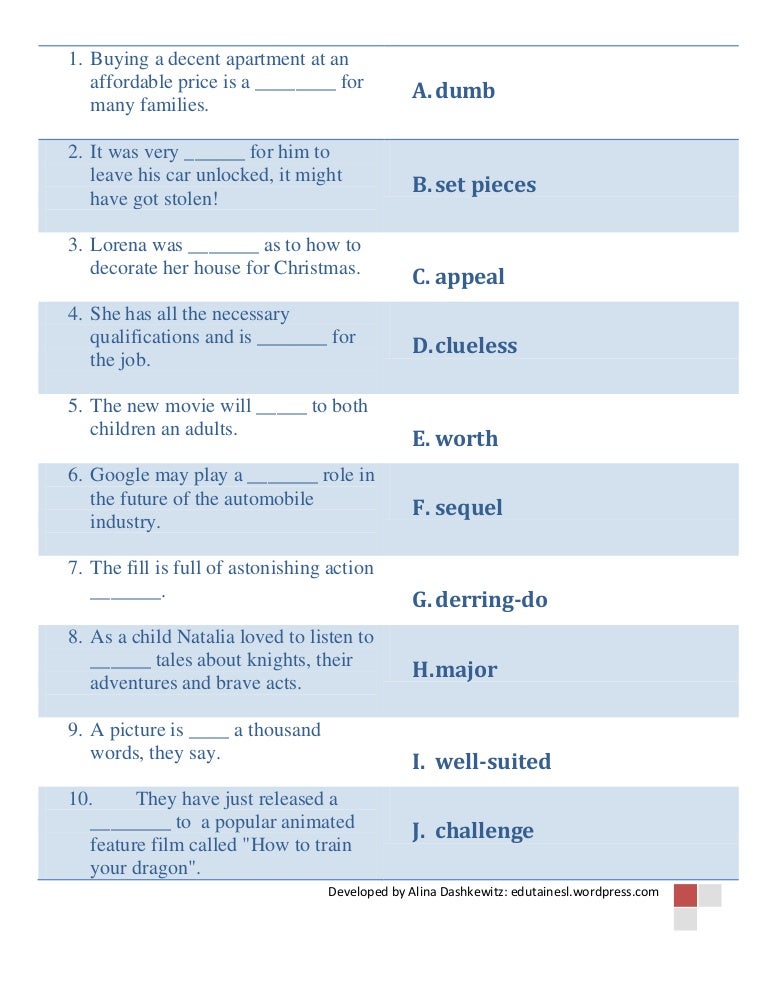 film-review-vocabulary-matching-exercise-answers