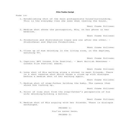 Film trailer script
