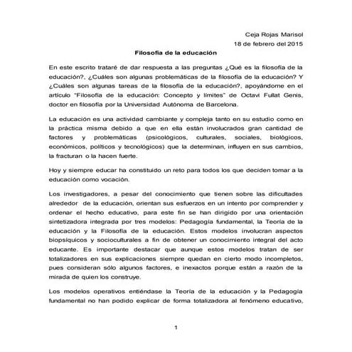 Filosofía de la educación 