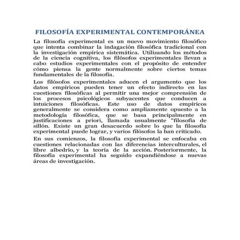 Filosofía experimental contemporánea