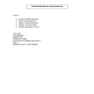 Filosofía medieval y renacimiento