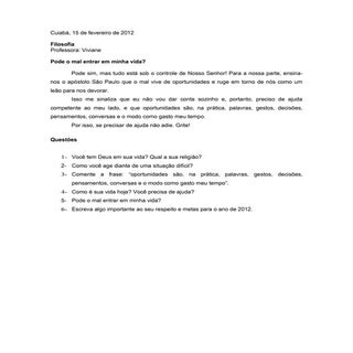 Filosofia  pode o mal entrar em min...