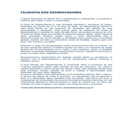 Filosofia dos desbravadores