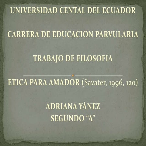 filosofia etica para amador por adriana yanez