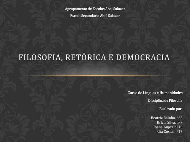 Filosofia, retórica e democracia 