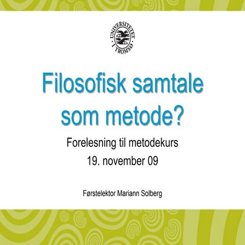 Filosofisk Samtale Som Metode